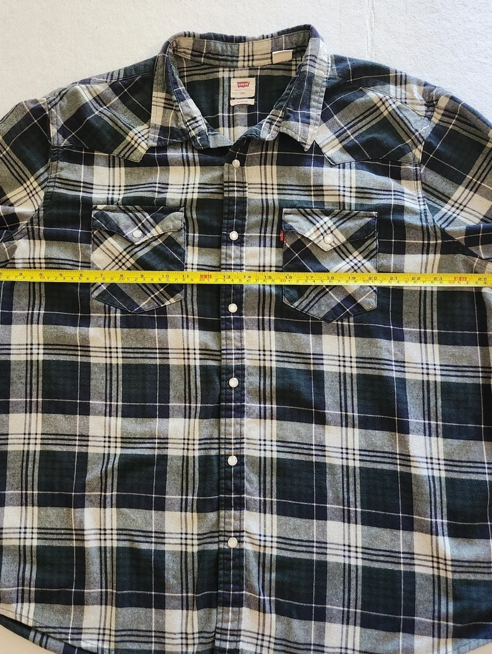 Levi's Men's Black & White Plaid Western Pearl Snap Flannel Shirt Size XXL